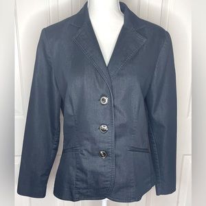 Two Piece Black Single Breasted Suit Jacket and Cropped Slacks Size 14